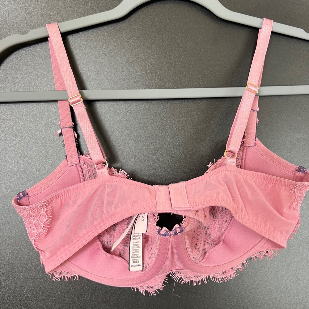 Victoria's Secret Dream Angels Pink Lace Bra 36D Fairy Coquette - Picture 4 of 10